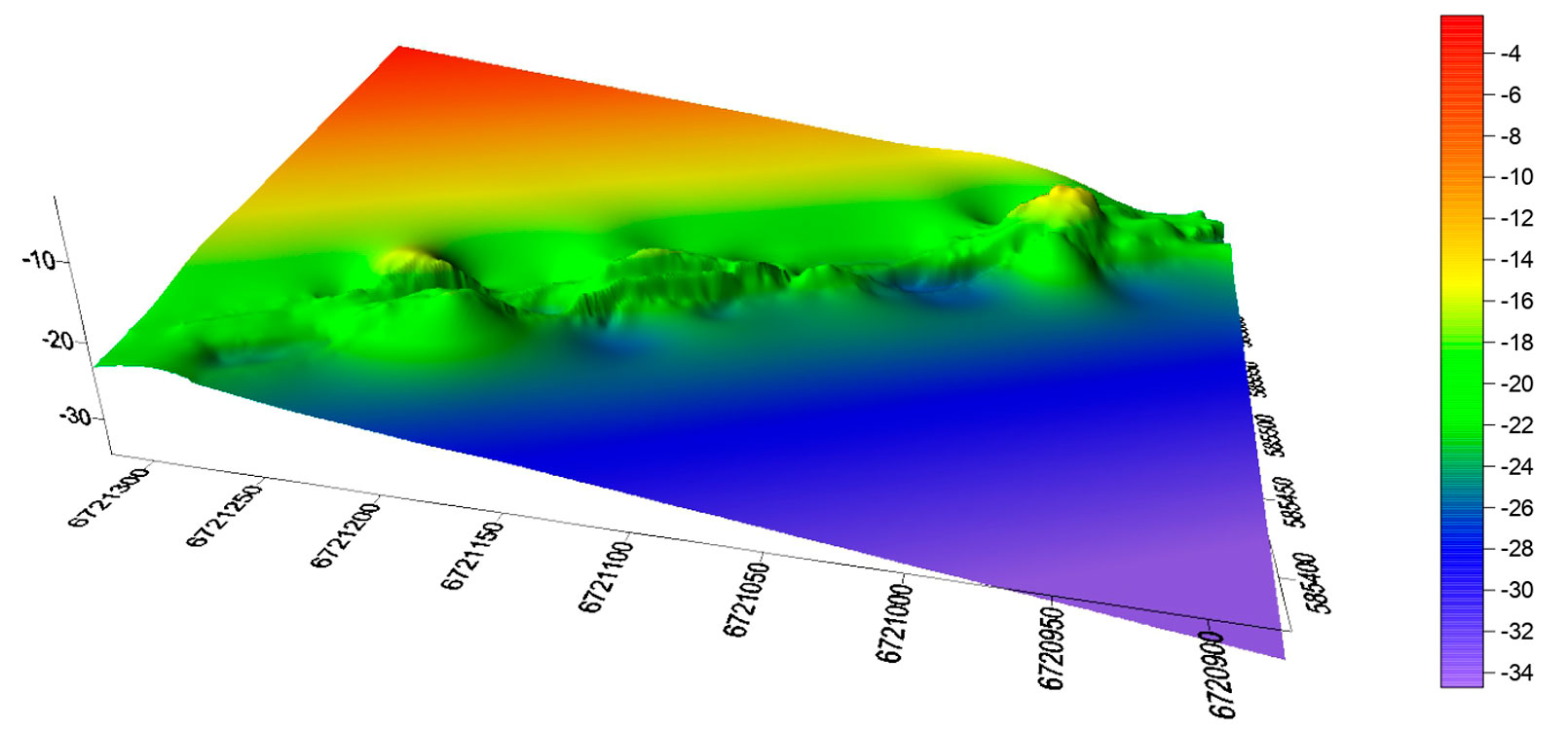 Карта по горизонту скального основания на объекте в 3Д визуализации